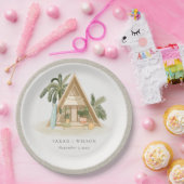 Assiettes En Carton Élégant Rustique Tropical Palm Beach Shack Mariage (Fête)