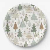 Assiettes En Carton Élégant Saga vert Noël Arbres motif (Devant)