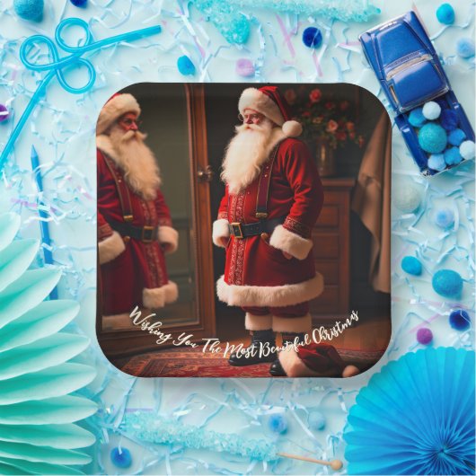 Assiettes En Carton Elegant Santa Claus Designed (Fête)