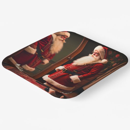 Assiettes En Carton Elegant Santa Claus Designed (Angulaire)