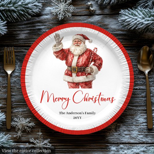Assiettes En Carton Elegant Santa Claus Minimalist Cozy Christmas