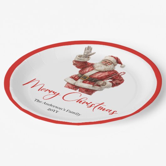 Assiettes En Carton Elegant Santa Claus Minimalist Cozy Christmas (Angle)