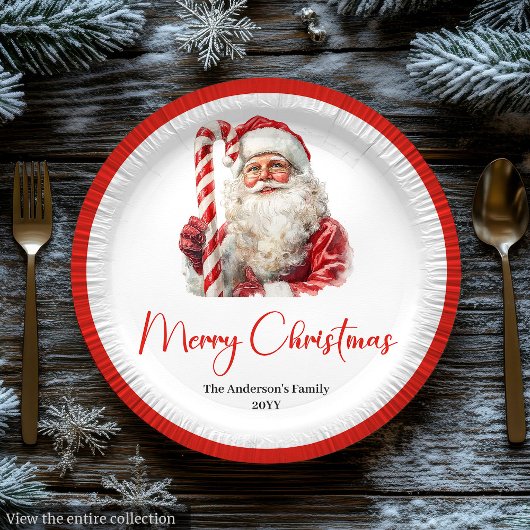Assiettes En Carton Elegant Santa Claus Traditional Festive Christmas