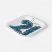 Assiettes En Carton Elégant Sapphire Bleu & Or 21e anniversaire (Angulaire)