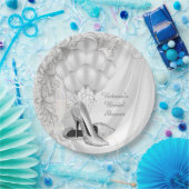 Assiettes En Carton Élégant Satin Blanc Chaussure Argentée Enterrement (Fête)