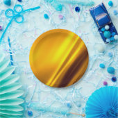 Assiettes En Carton Elégant Satin Or Faux Texture Look (Fête)