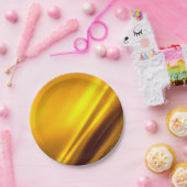 Assiettes En Carton Elégant Satin Or Faux Texture Look (Fête)