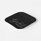 Assiettes En Carton Élégant Script Black Graduation Party (Angulaire)