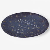 Assiettes En Carton Élégant Script Céleste Étoiles Et Lunes Mariage (Angle)