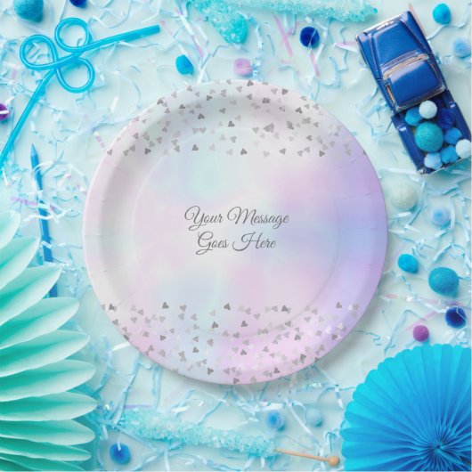 Assiettes En Carton Élégant Script Chic Coeurs Perle Confetti (Fête)