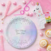 Assiettes En Carton Élégant Script Chic Coeurs Perle Confetti (Fête)