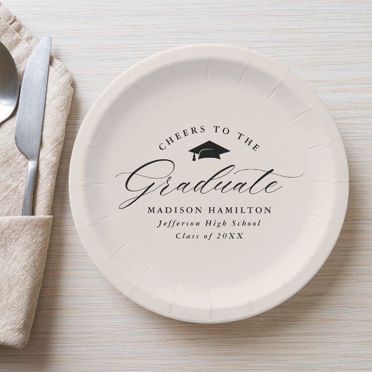 Assiettes En Carton Elégant Script Cream encourage à l'étudiant