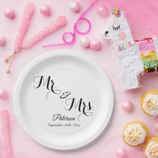 Assiettes En Carton Élégant script de signature Monogramme (Fête)