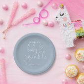 Assiettes En Carton Élégant Script Dusty Blue Baby Sprinkle Douche (Fête)