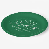 Assiettes En Carton Élégant Script Grad Casquette Green Graduation (Angle)