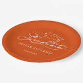 Assiettes En Carton Élégant Script Grad Casquette Orange Graduation (Angle)