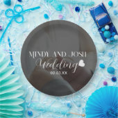 Assiettes En Carton Elegant Script Heart Photo  (Fête)