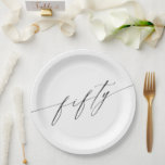 Assiettes En Carton Élégant Script moderne chic 50e anniversaire<br><div class="desc">Élégant Design chic moderne Script 50e Plaques de papier d'anniversaire</div>