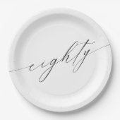 Assiettes En Carton Élégant script moderne chic 80e anniversaire (Devant)