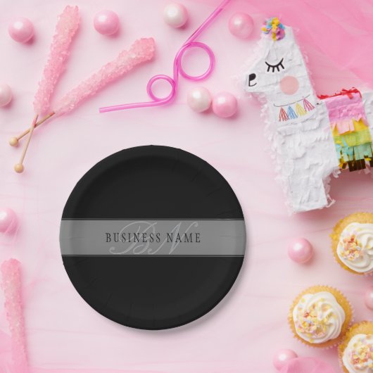 Assiettes En Carton Élégant script modifiable Nom commercial/autre tex (Fête)