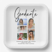 Assiettes En Carton Élégant Script Multi Photo Graduate (Recto)