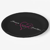 Assiettes En Carton Élégant Script noir avec Mariage de coeur rose (Angle)