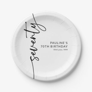 Assiettes En Carton Élégant Script Soixante-dix 70e Anniversaire
