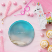 Assiettes En Carton Elégant Sea Shells Blue Tropical Beach Mariage (Fête)