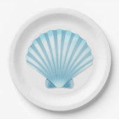 Assiettes En Carton Elégant Shell Beach Nautical Blue Mariage (Devant)