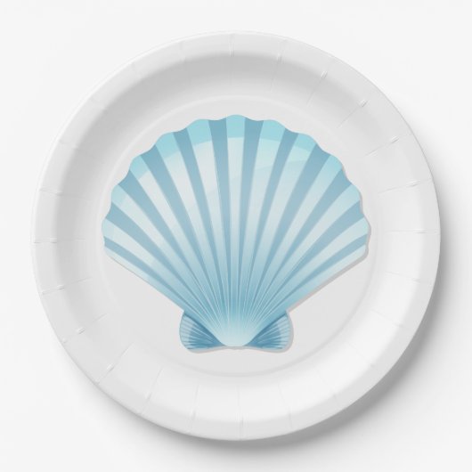 Assiettes En Carton Elégant Shell Beach Nautical Blue Mariage (Devant)