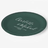 Assiettes En Carton Élégant signature Script Emerald Green Mariage (Angle)
