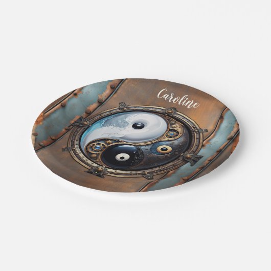 Assiettes En Carton Élégant signe du Yin yang (Angle)