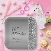 Assiettes En Carton Elégant Silver 75e anniversaire (Fête)