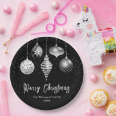 Assiettes En Carton Elegant Silver and Black Ornament Christmas (Fête)