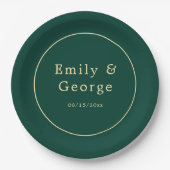 Assiettes En Carton Élégant Simple Green Gold Classy Mariage moderne (Devant)