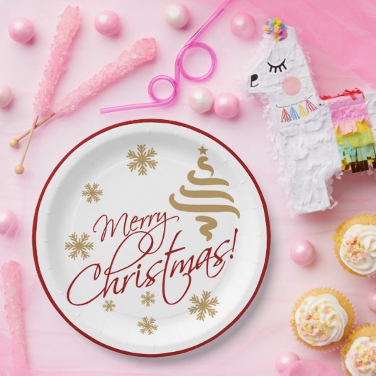 Assiettes En Carton Elégant Simple Joyeux Noël Wish Wordart (Fête)