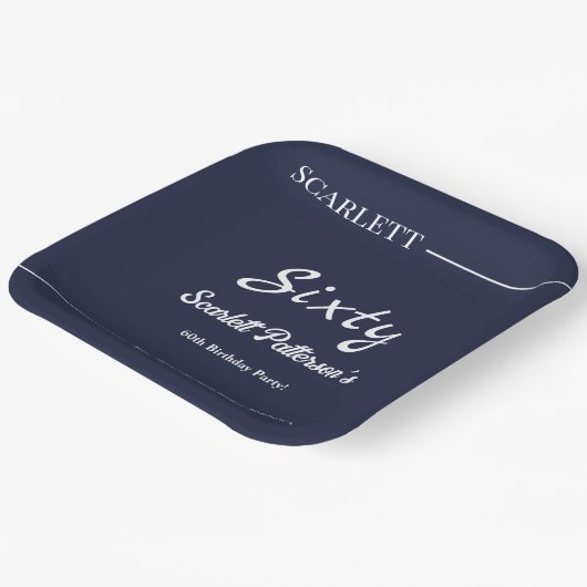 Assiettes En Carton Elégant Simple Marine Bleu Blanc Moderne Anniversa (Angulaire)