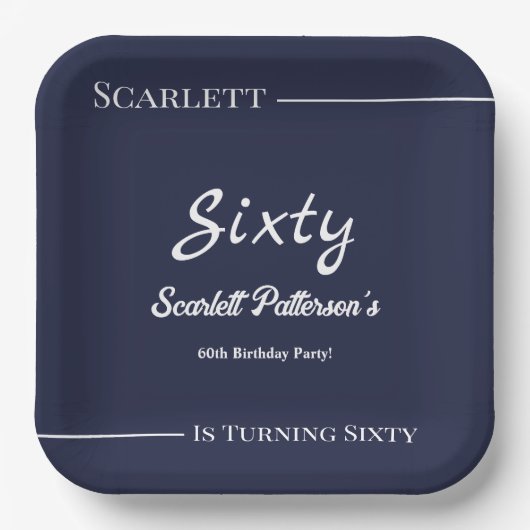 Assiettes En Carton Elégant Simple Marine Bleu Blanc Moderne Anniversa (Recto)