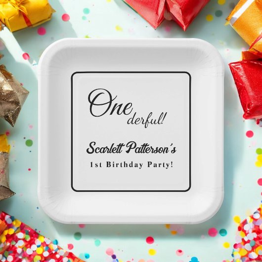 Assiettes En Carton Elégant Simple Noir Et Blanc Moderne 1er Anniversa