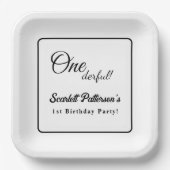 Assiettes En Carton Elégant Simple Noir Et Blanc Moderne 1er Anniversa (Recto)