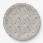 Assiettes En Carton Elegant Snowflake Pattern Beige  (Devant)