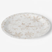 Assiettes En Carton Élégant Snowflakes Gold hiver Thème Noël (Angle)