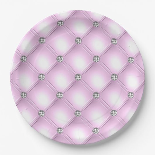 Assiettes En Carton Élégant Sparkle Purple Tufted Bling Mariage (Devant)