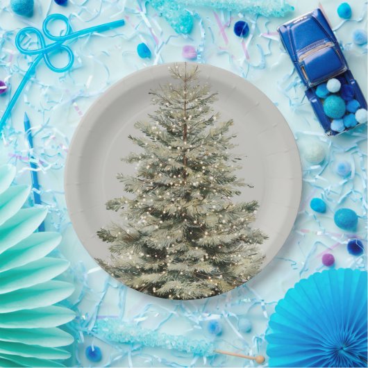Assiettes En Carton Elegant Sparkling Christmas Tree Paper Plates (Fête)