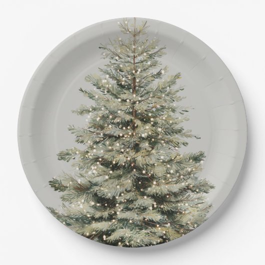 Assiettes En Carton Elegant Sparkling Christmas Tree Paper Plates (Devant)