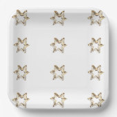 Assiettes En Carton Élégant Stars Motifs Étoiles Faux Gold Stars (Recto)