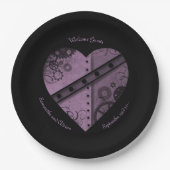 Assiettes En Carton Elégant steampunk coeur mariage réception classe (Devant)