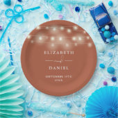 Assiettes En Carton Elegant String Lights Terracotta Wedding (Fête)