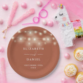 Assiettes En Carton Elegant String Lights Terracotta Wedding (Fête)