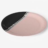 Assiettes En Carton Elégant Stylish Pearls Diamonds Rose Noir (Angle)